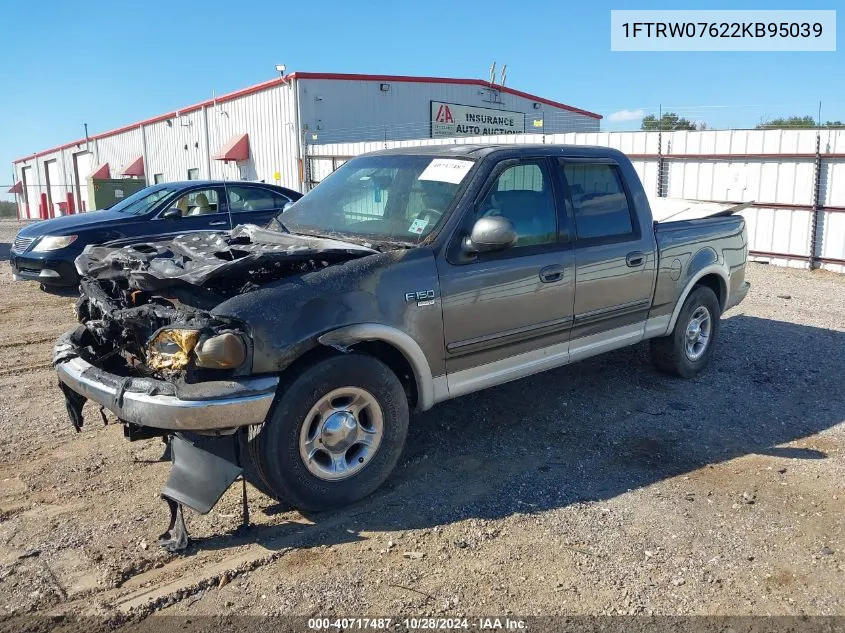 2002 Ford F-150 Lariat/Xlt VIN: 1FTRW07622KB95039 Lot: 40717487