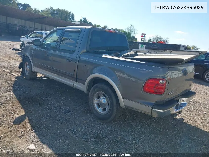 2002 Ford F-150 Lariat/Xlt VIN: 1FTRW07622KB95039 Lot: 40717487