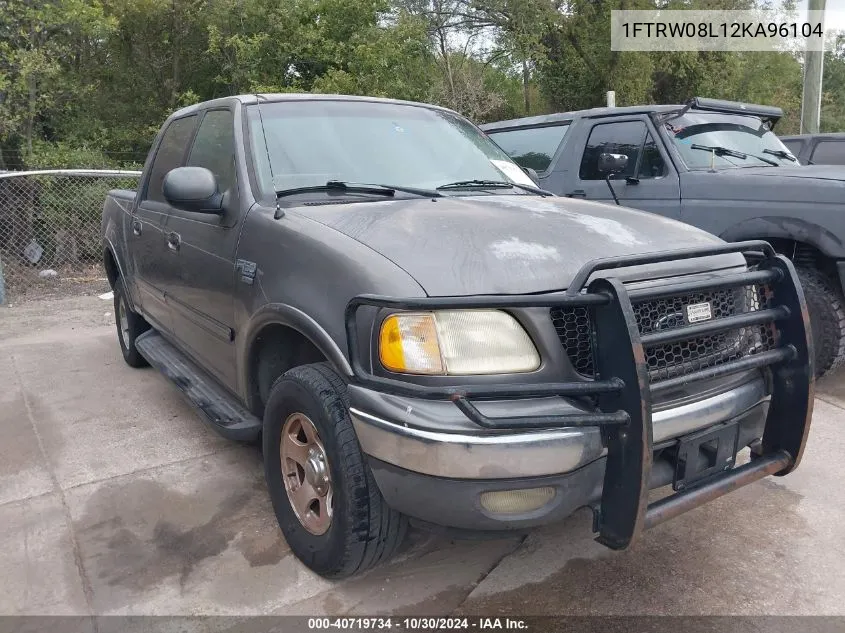 2002 Ford F-150 Lariat/Xlt VIN: 1FTRW08L12KA96104 Lot: 40719734