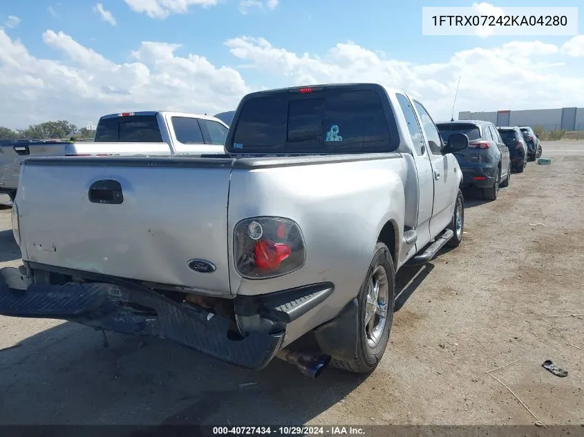 2002 Ford F-150 Xl/Xlt VIN: 1FTRX07242KA04280 Lot: 40727434