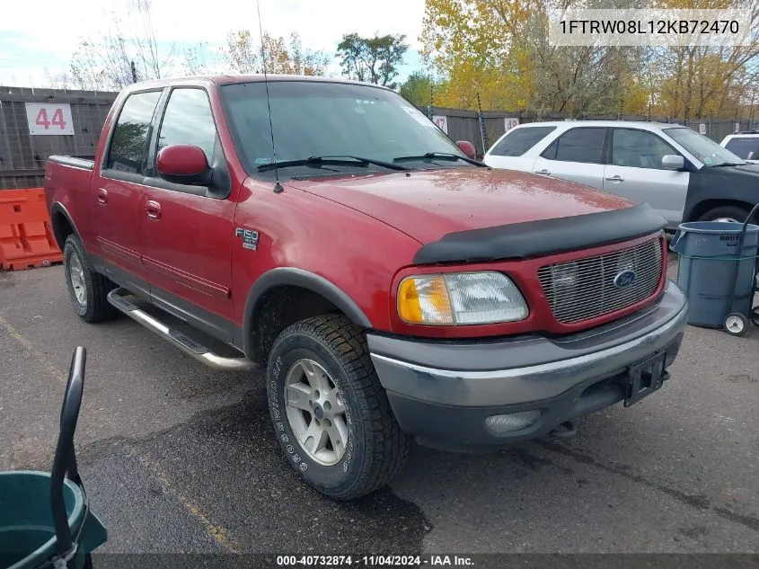 2002 Ford F-150 Lariat/Xlt VIN: 1FTRW08L12KB72470 Lot: 40732874