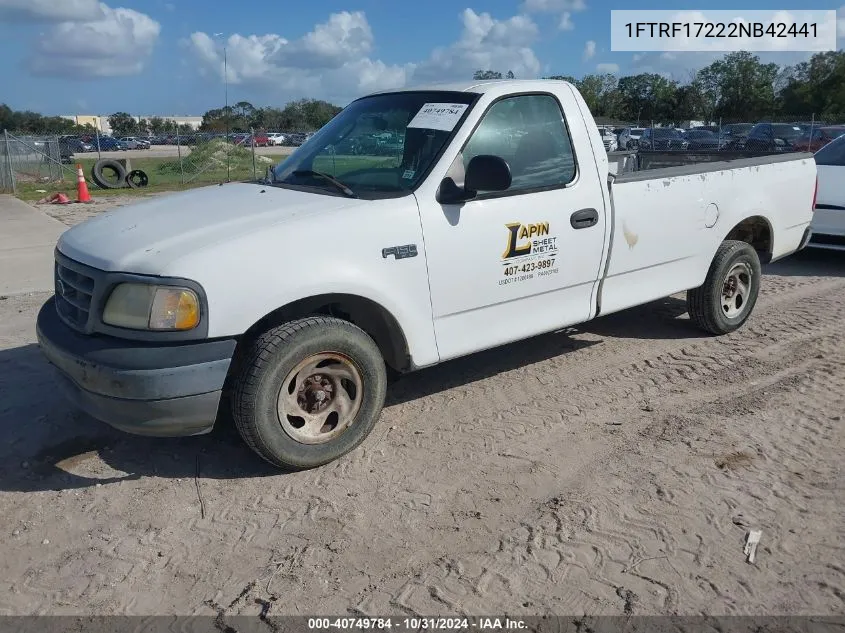 2002 Ford F-150 Xl/Xlt VIN: 1FTRF17222NB42441 Lot: 40749784