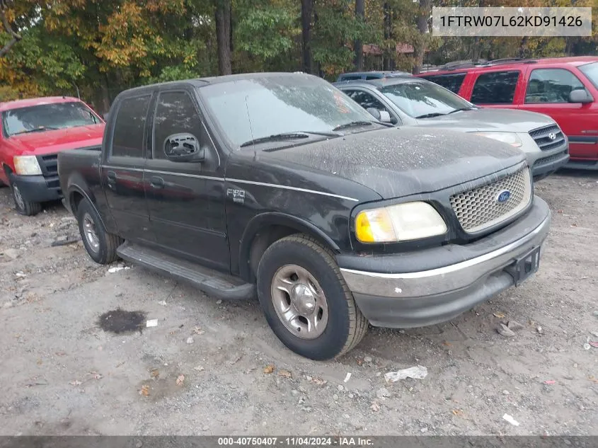 2002 Ford F-150 Lariat/Xlt VIN: 1FTRW07L62KD91426 Lot: 40750407