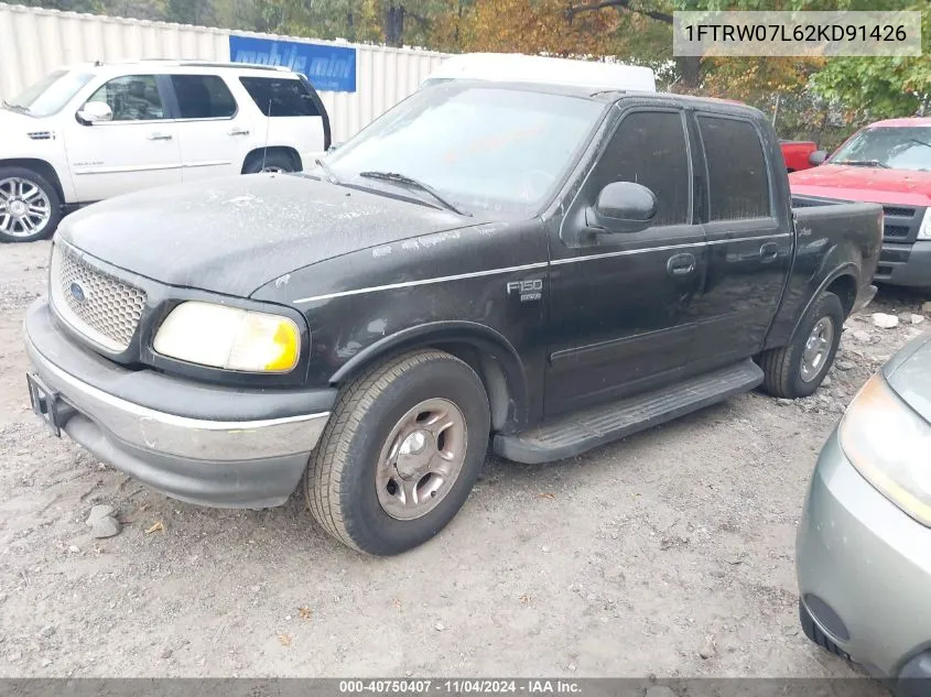 2002 Ford F-150 Lariat/Xlt VIN: 1FTRW07L62KD91426 Lot: 40750407