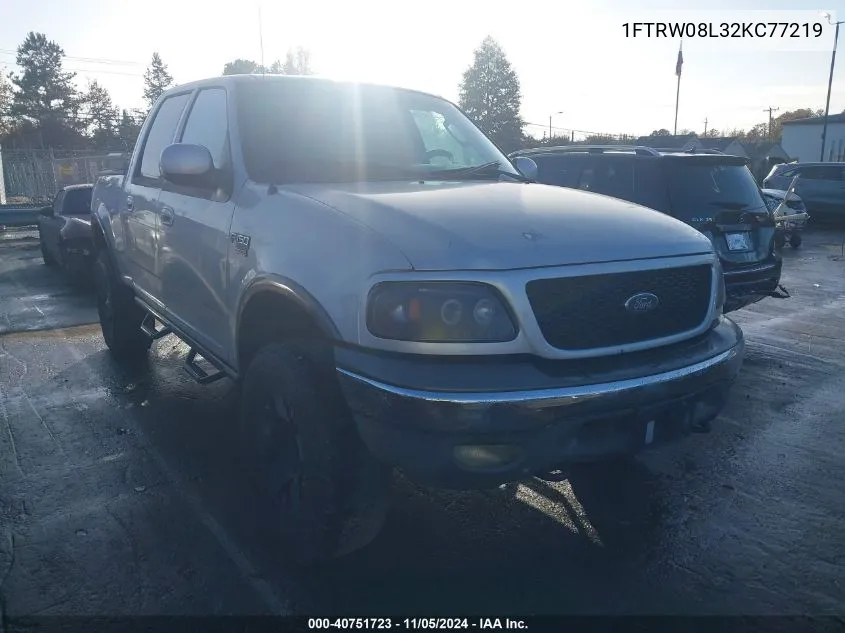 2002 Ford F-150 Lariat/Xlt VIN: 1FTRW08L32KC77219 Lot: 40751723