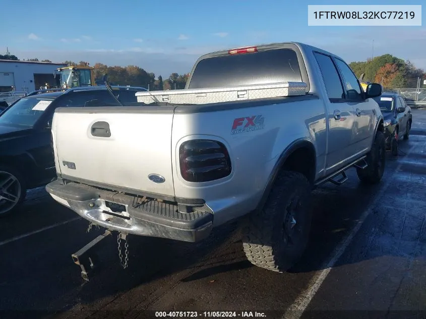 2002 Ford F-150 Lariat/Xlt VIN: 1FTRW08L32KC77219 Lot: 40751723