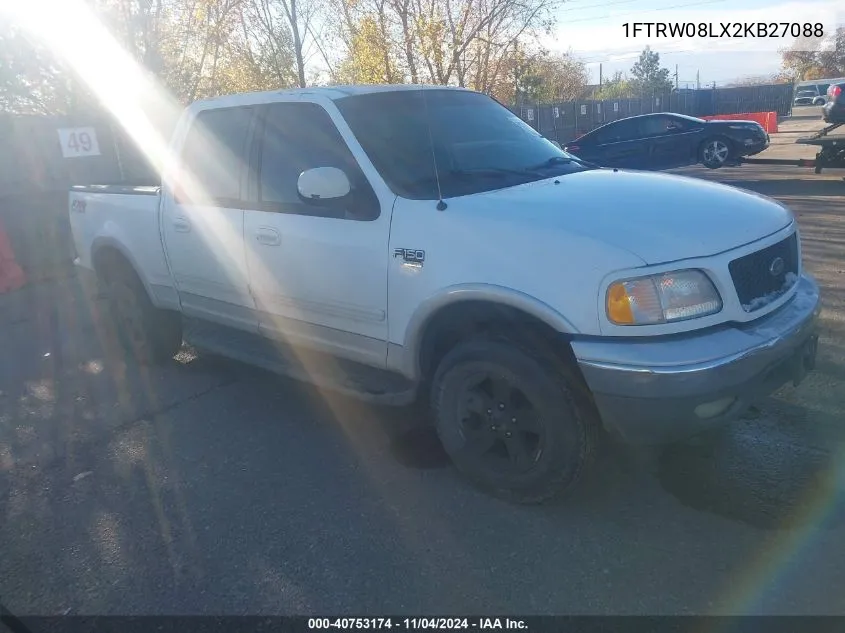 2002 Ford F-150 Lariat/Xlt VIN: 1FTRW08LX2KB27088 Lot: 40753174