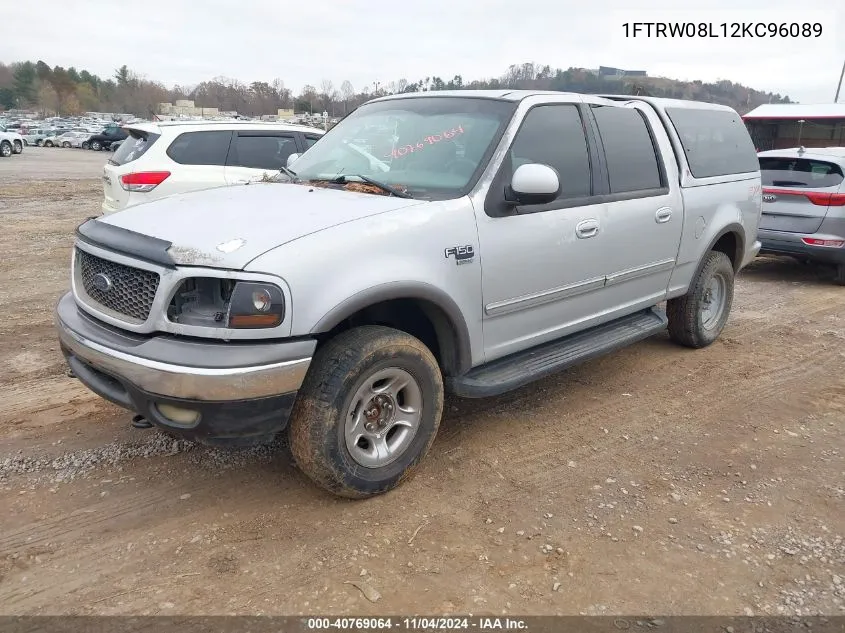 2002 Ford F-150 Lariat/Xlt VIN: 1FTRW08L12KC96089 Lot: 40769064