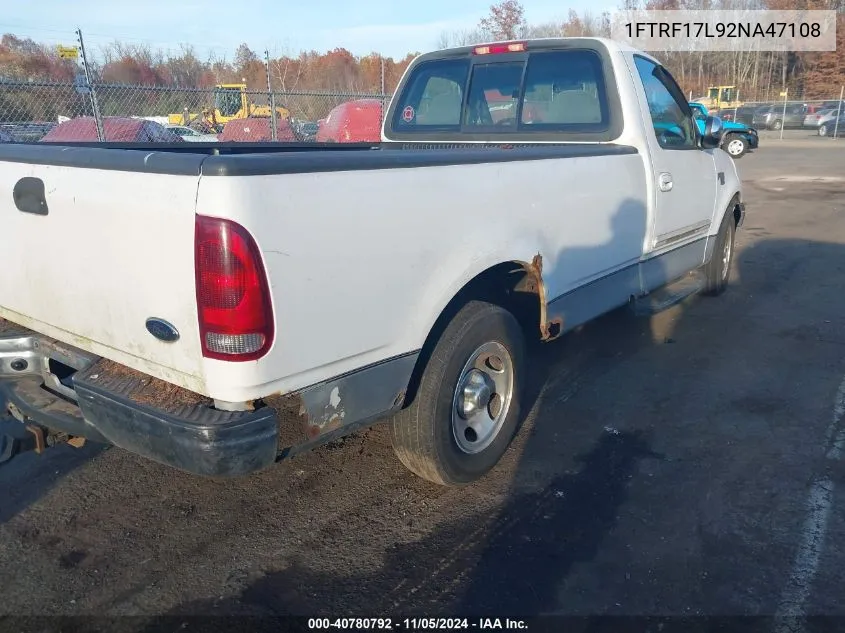 2002 Ford F-150 Xl/Xlt VIN: 1FTRF17L92NA47108 Lot: 40780792