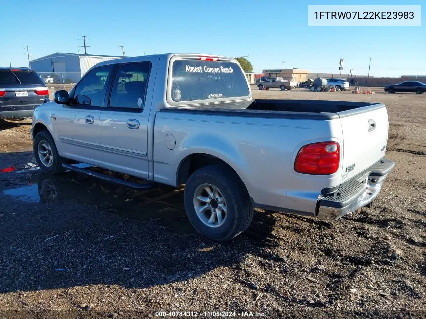 2002 Ford F-150 Lariat/Xlt VIN: 1FTRW07L22KE23983 Lot: 40784312