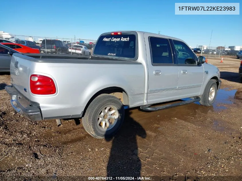 2002 Ford F-150 Lariat/Xlt VIN: 1FTRW07L22KE23983 Lot: 40784312