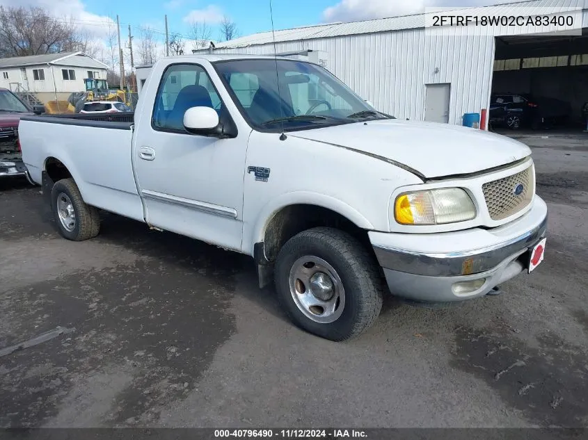 2002 Ford F-150 Xl/Xlt VIN: 2FTRF18W02CA83400 Lot: 40796490