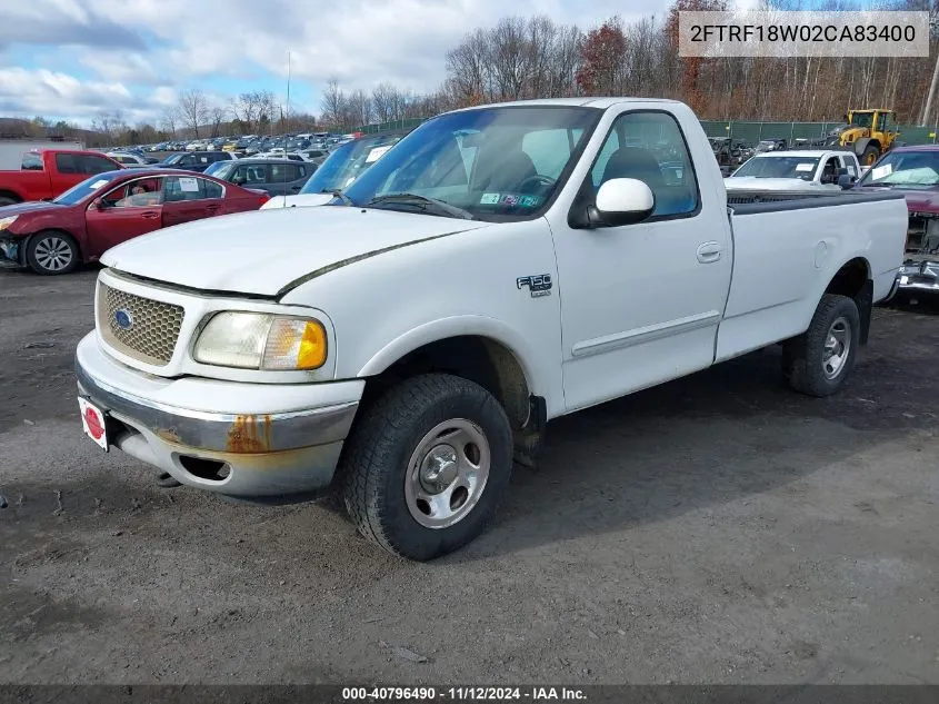 2002 Ford F-150 Xl/Xlt VIN: 2FTRF18W02CA83400 Lot: 40796490