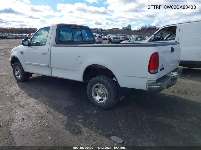 2002 Ford F-150 Xl/Xlt VIN: 2FTRF18W02CA83400 Lot: 40796490