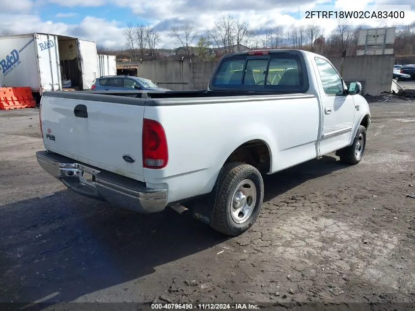 2002 Ford F-150 Xl/Xlt VIN: 2FTRF18W02CA83400 Lot: 40796490