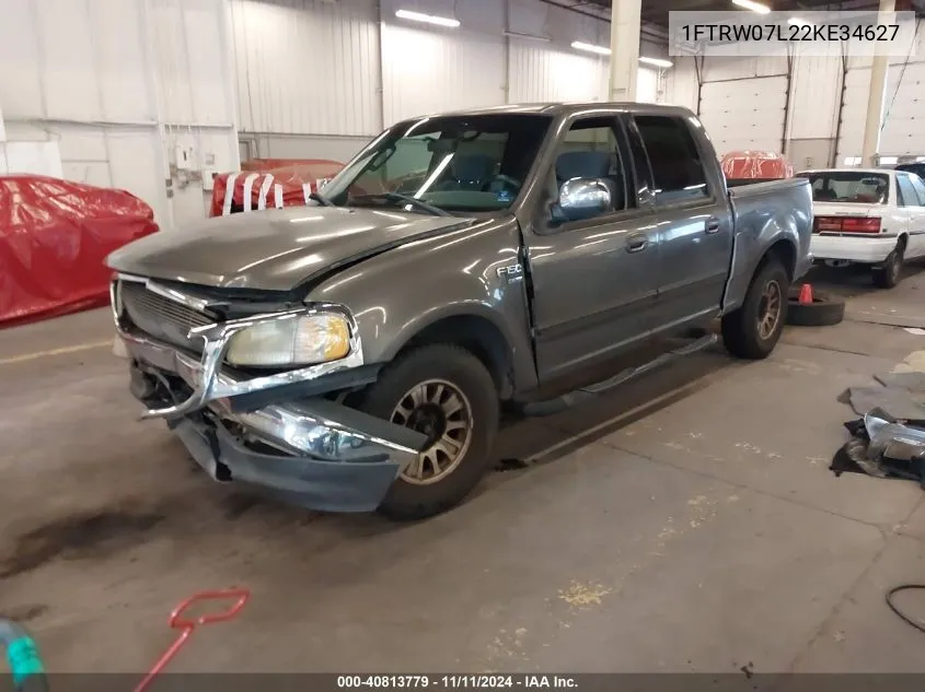 2002 Ford F-150 Lariat/Xlt VIN: 1FTRW07L22KE34627 Lot: 40813779