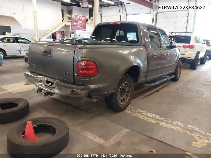 2002 Ford F-150 Lariat/Xlt VIN: 1FTRW07L22KE34627 Lot: 40813779