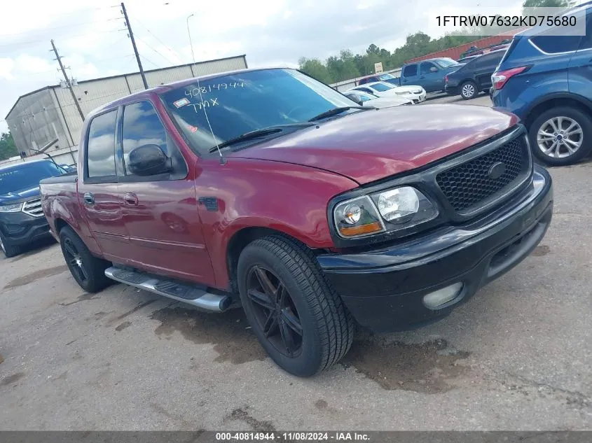 2002 Ford F-150 Lariat/Xlt VIN: 1FTRW07632KD75680 Lot: 40814944