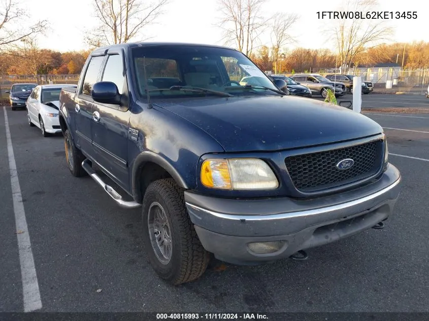 2002 Ford F-150 Lariat/Xlt VIN: 1FTRW08L62KE13455 Lot: 40815993