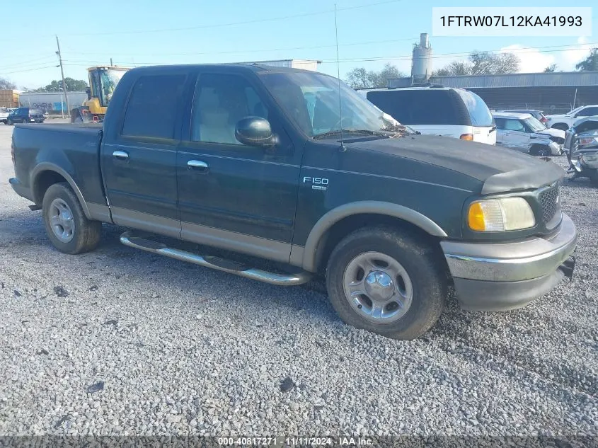 2002 Ford F-150 Lariat/Xlt VIN: 1FTRW07L12KA41993 Lot: 40817271