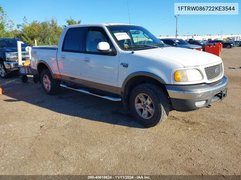 2002 Ford F150 Lariat/Xlt VIN: 1FTRW086722KE3544 Lot: 40818524