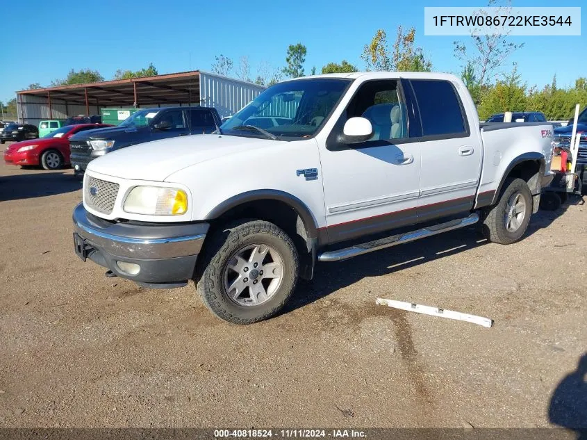 2002 Ford F150 Lariat/Xlt VIN: 1FTRW086722KE3544 Lot: 40818524