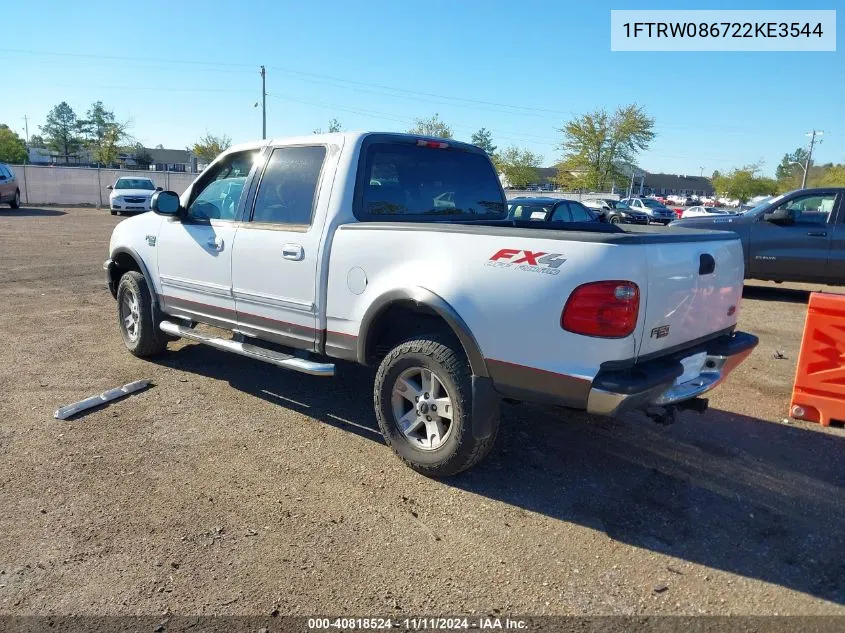 2002 Ford F150 Lariat/Xlt VIN: 1FTRW086722KE3544 Lot: 40818524