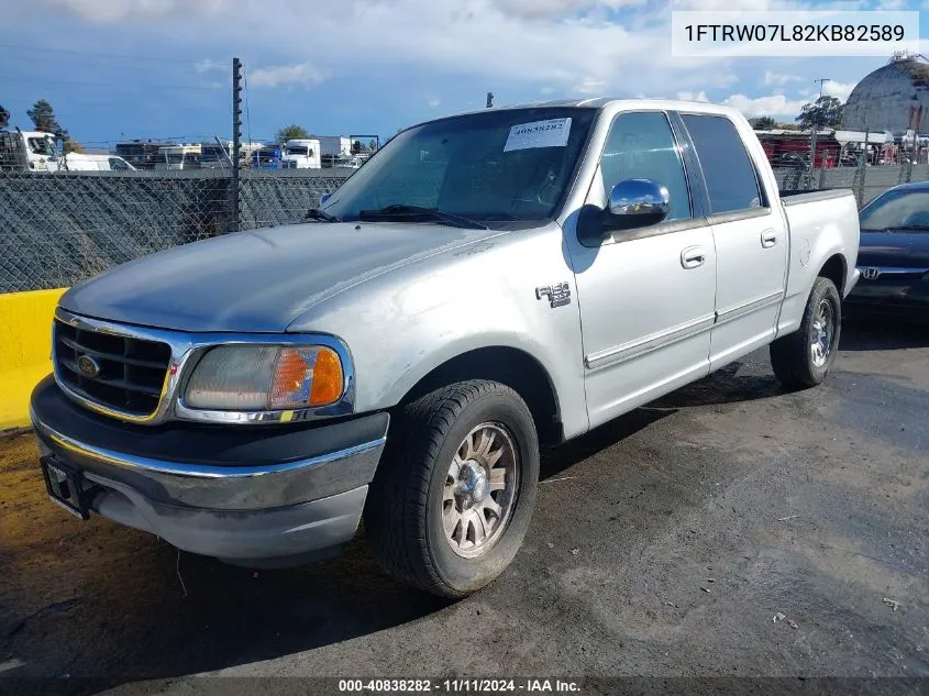 2002 Ford F-150 Lariat/Xlt VIN: 1FTRW07L82KB82589 Lot: 40838282