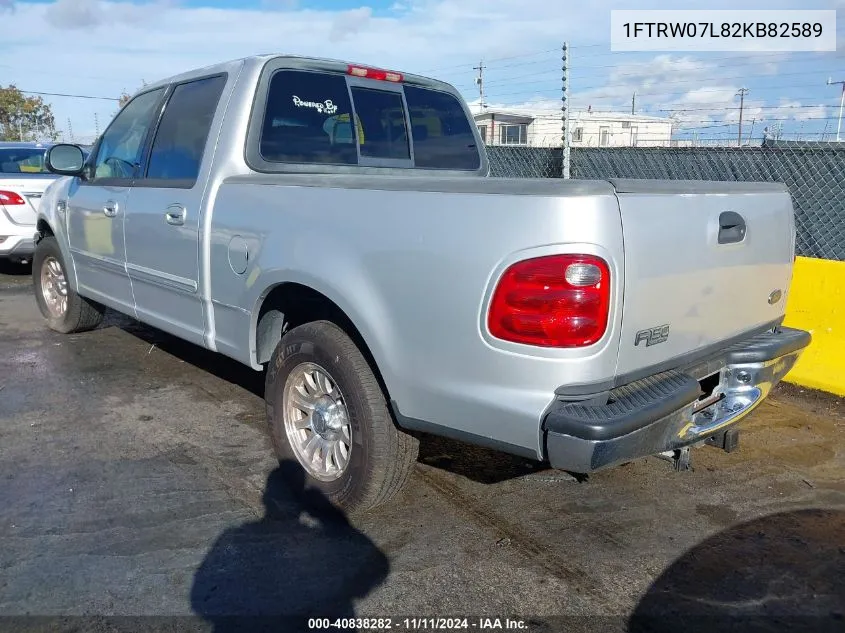 2002 Ford F-150 Lariat/Xlt VIN: 1FTRW07L82KB82589 Lot: 40838282