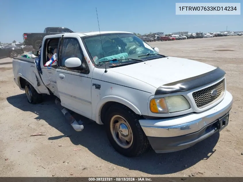 2003 Ford F-150 Lariat/Xlt VIN: 1FTRW07633KD14234 Lot: 38723721