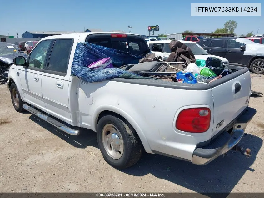 2003 Ford F-150 Lariat/Xlt VIN: 1FTRW07633KD14234 Lot: 38723721