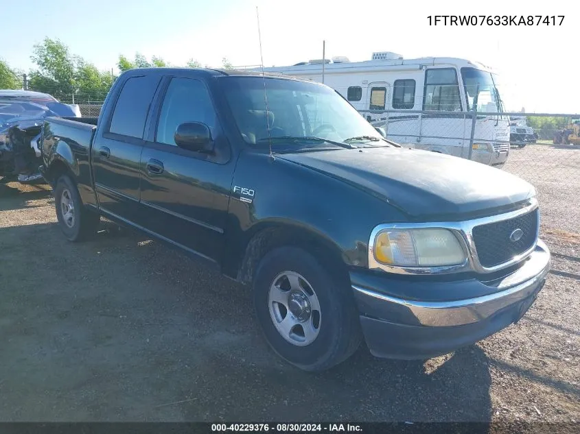 2003 Ford F-150 Lariat/Xlt VIN: 1FTRW07633KA87417 Lot: 40229376