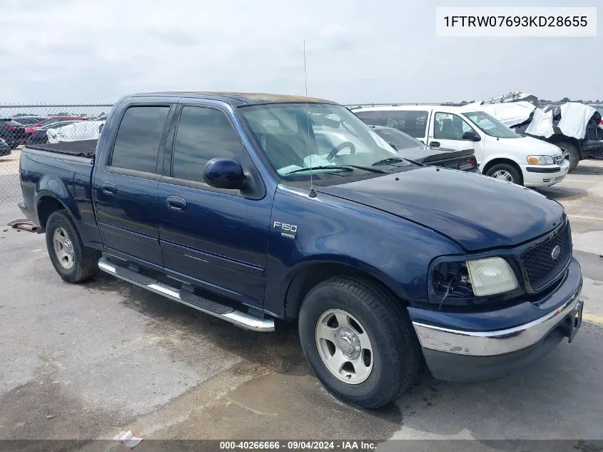 2003 Ford F-150 Lariat/Xlt VIN: 1FTRW07693KD28655 Lot: 40266666