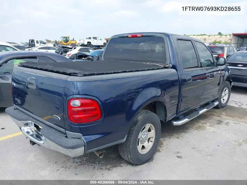 2003 Ford F-150 Lariat/Xlt VIN: 1FTRW07693KD28655 Lot: 40266666