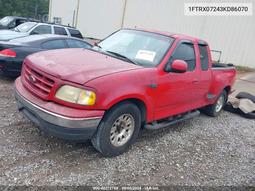 2003 Ford F-150 Xl/Xlt VIN: 1FTRX07243KD86070 Lot: 40272769