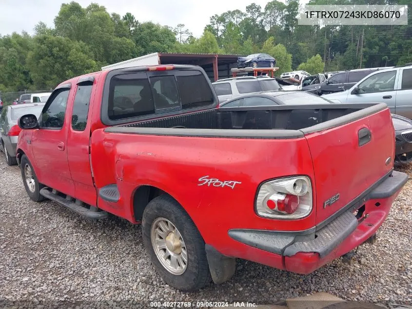 2003 Ford F-150 Xl/Xlt VIN: 1FTRX07243KD86070 Lot: 40272769