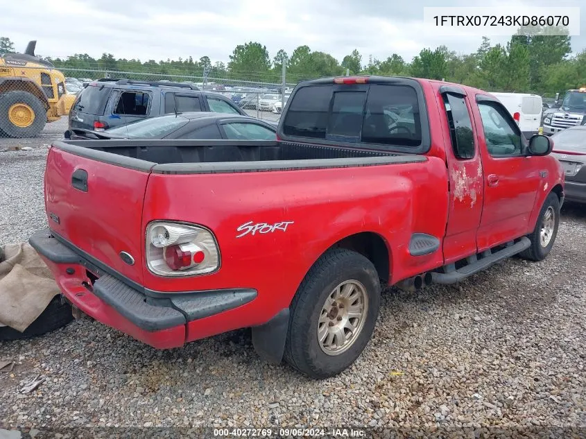 2003 Ford F-150 Xl/Xlt VIN: 1FTRX07243KD86070 Lot: 40272769