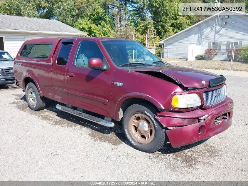 2003 Ford F-150 Lariat/Xl/Xlt VIN: 2FTRX17W53CA50392 Lot: 40281725