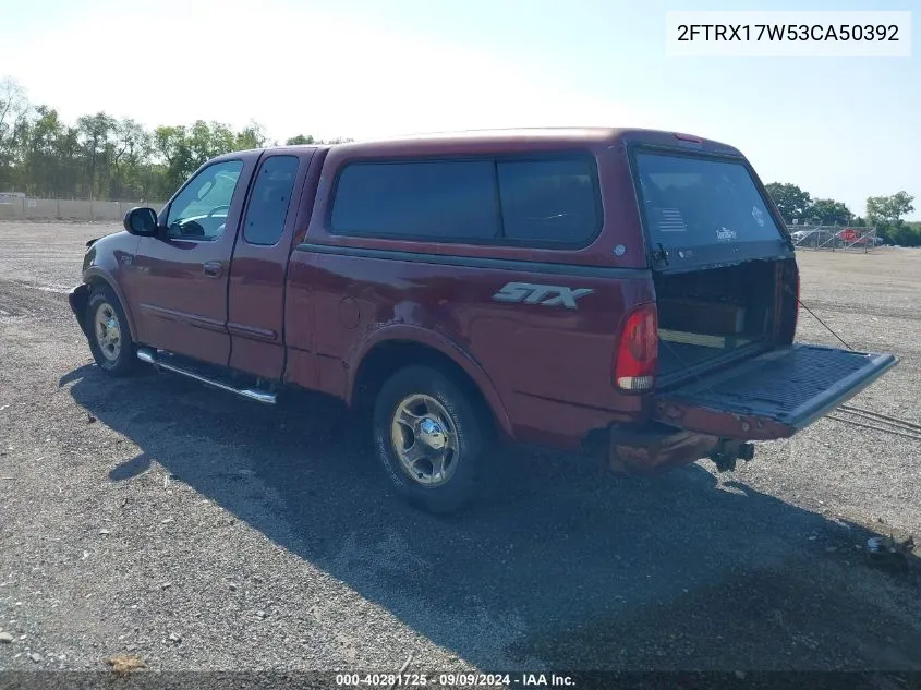 2003 Ford F-150 Lariat/Xl/Xlt VIN: 2FTRX17W53CA50392 Lot: 40281725