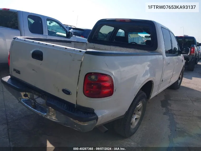 1FTRW07653KA93137 2003 Ford F-150 Lariat/Xlt