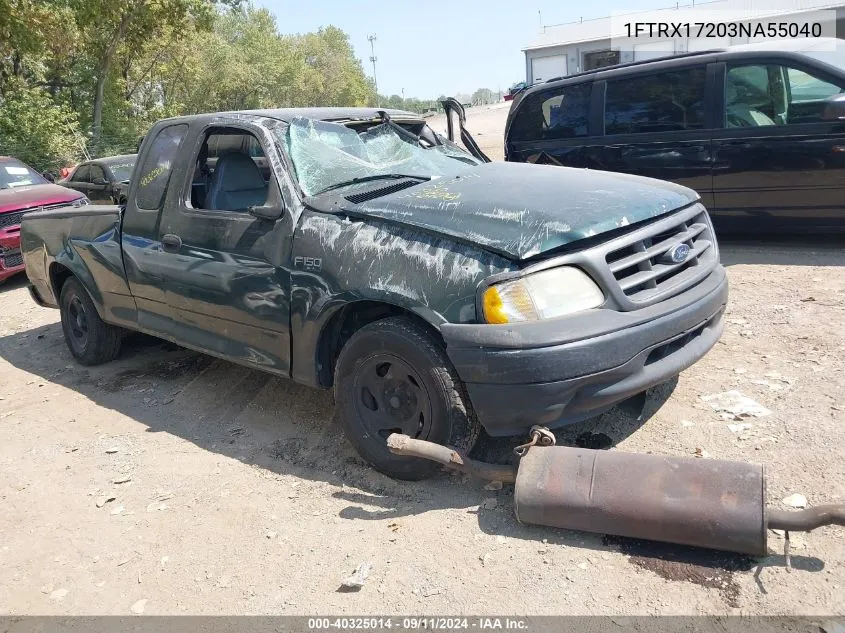 2003 Ford F-150 VIN: 1FTRX17203NA55040 Lot: 40325014