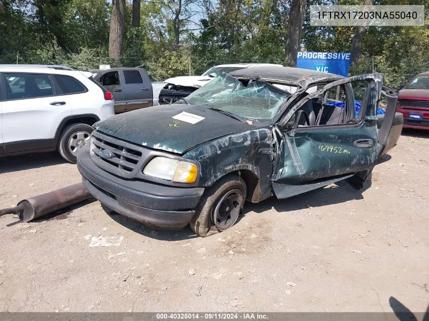 2003 Ford F-150 VIN: 1FTRX17203NA55040 Lot: 40325014