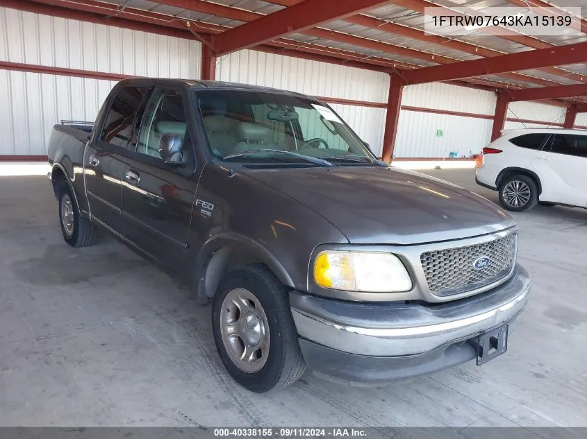 2003 Ford F-150 Lariat/Xlt VIN: 1FTRW07643KA15139 Lot: 40338155