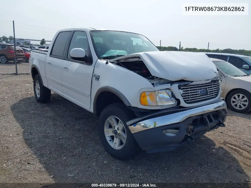 2003 Ford F-150 Lariat/Xlt VIN: 1FTRW08673KB62862 Lot: 40339679