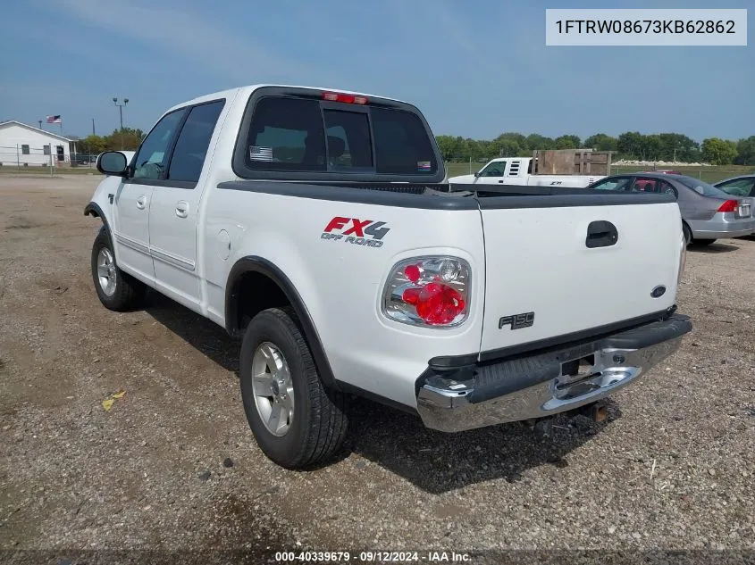 2003 Ford F-150 Lariat/Xlt VIN: 1FTRW08673KB62862 Lot: 40339679