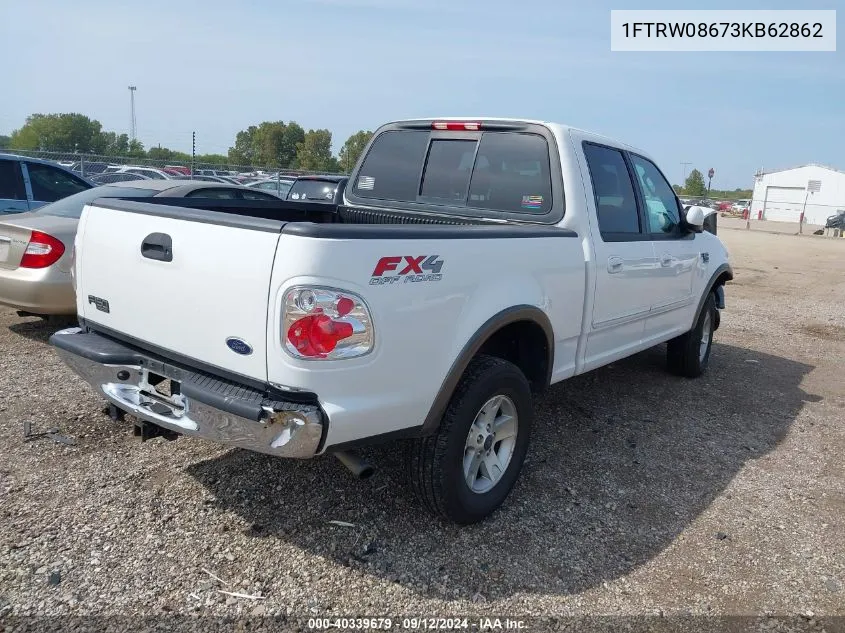 2003 Ford F-150 Lariat/Xlt VIN: 1FTRW08673KB62862 Lot: 40339679