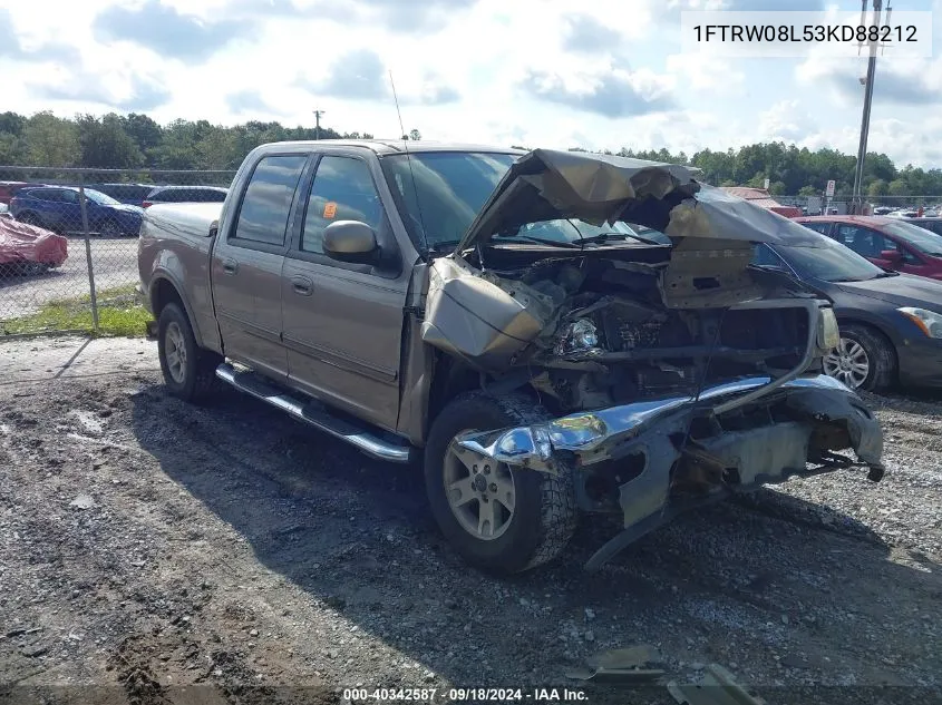 2003 Ford F-150 Lariat/Xlt VIN: 1FTRW08L53KD88212 Lot: 40342587