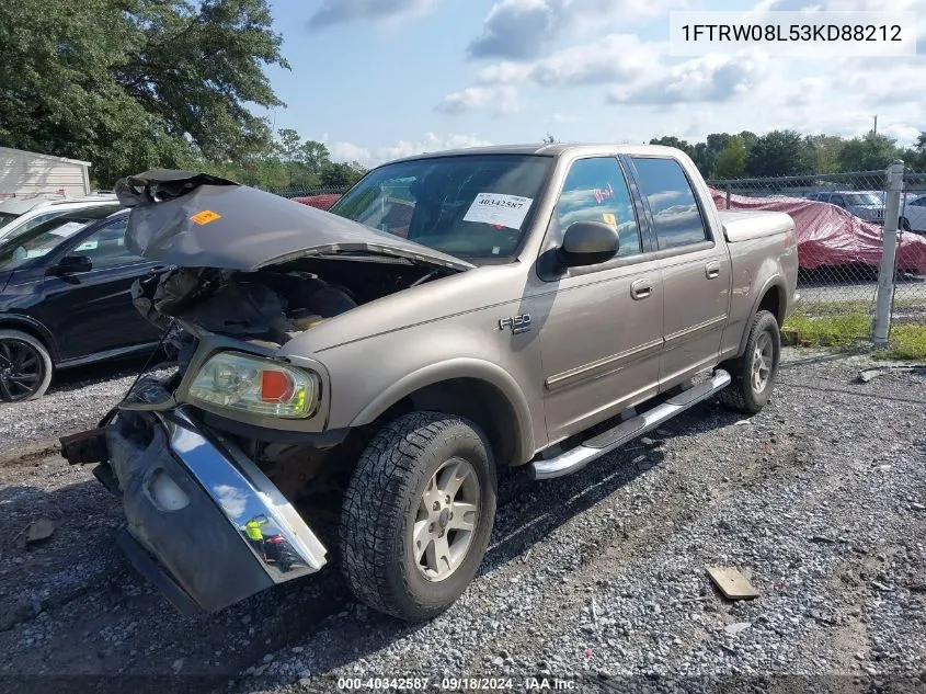 2003 Ford F-150 Lariat/Xlt VIN: 1FTRW08L53KD88212 Lot: 40342587