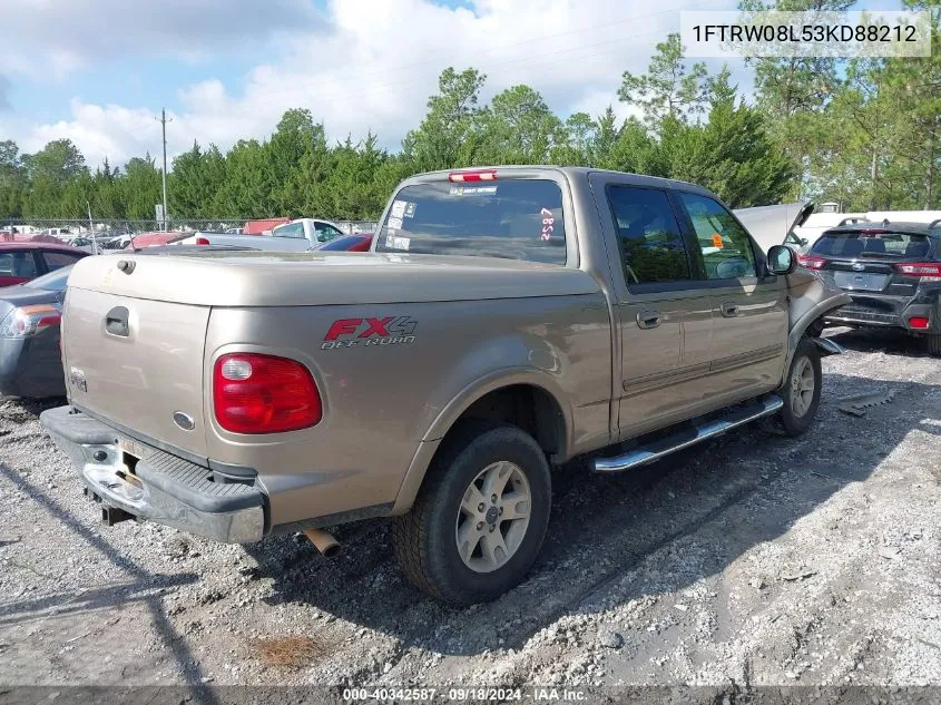 2003 Ford F-150 Lariat/Xlt VIN: 1FTRW08L53KD88212 Lot: 40342587