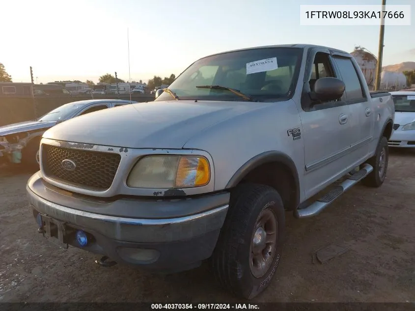 2003 Ford F-150 Lariat/Xlt VIN: 1FTRW08L93KA17666 Lot: 40370354